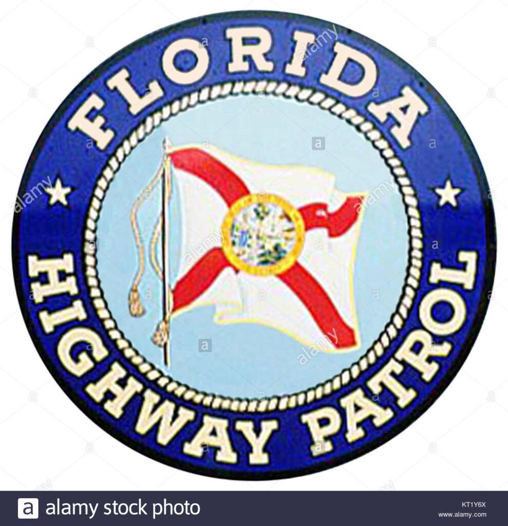A round sign with the state of florida on it.