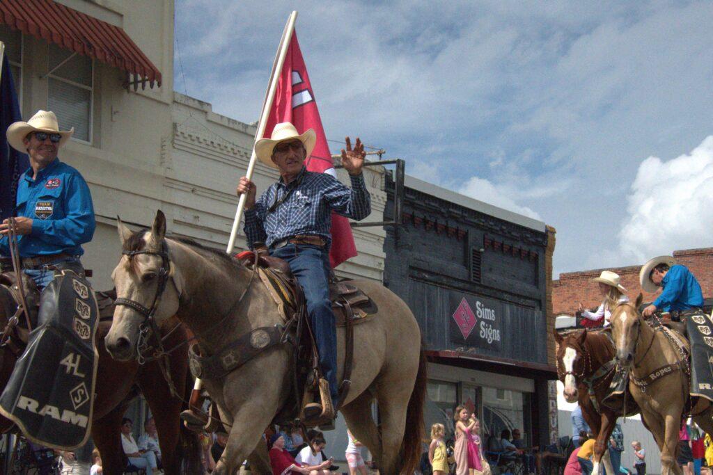 A man riding on the back of a horse.