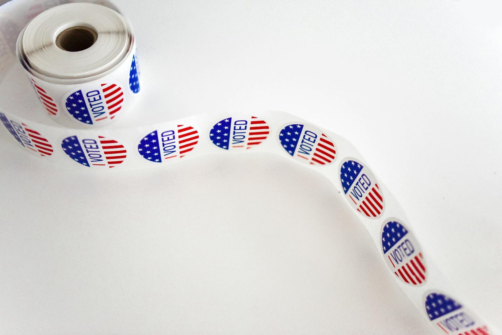 I Voted Sticker Spool on White Surface